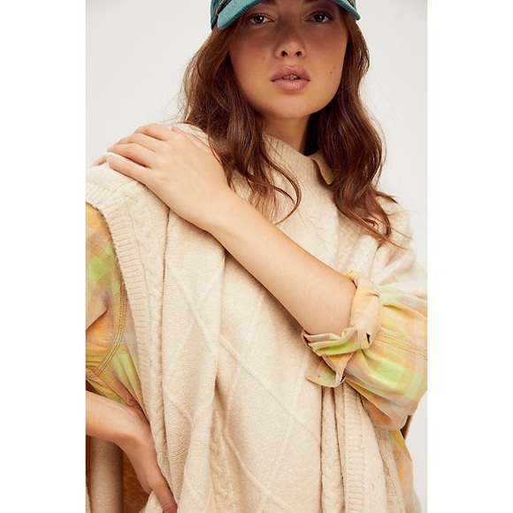 Free People Harbour Stripe Cable Poncho - Picture 3 of 10